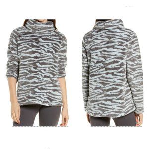 NWT Zella Nikki Fleece Sweatshirt in Grey Shadow Wild Zebra size S